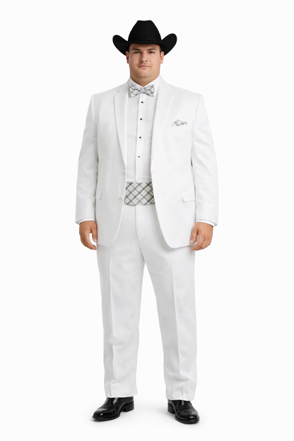 Western Suit - Trajes Para Hombres - Cowboy Formal Attire - Trajes De Novio - Notch Lapel Besom Pocket One Button White Suit