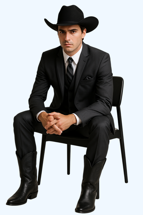 Western Suit - Trajes Para Hombres - Cowboy Formal Attire - Trajes De Novio - Notch Lapel Single Breasted Grey Suit