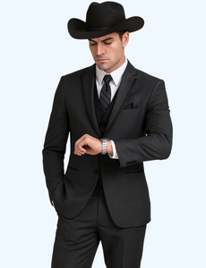 Western Suit - Trajes Para Hombres - Cowboy Formal Attire - Trajes De Novio - Notch Lapel Single Breasted Grey Suit