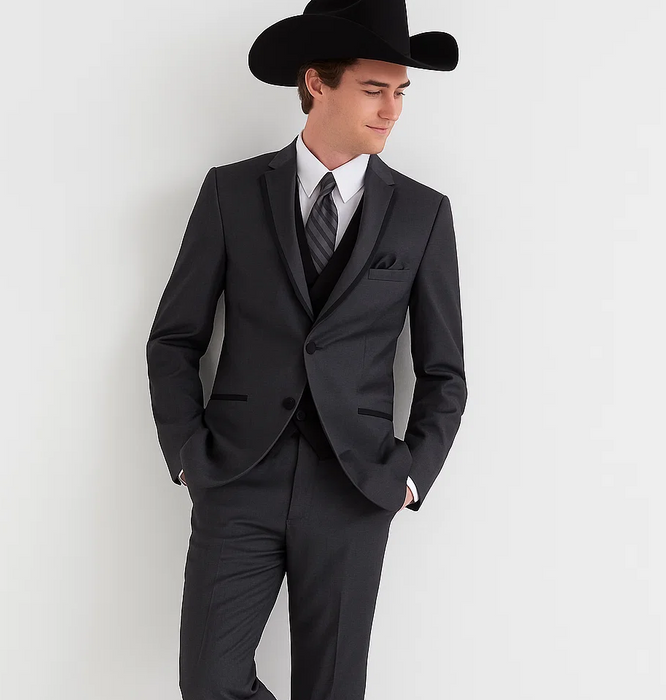 Western Suit - Trajes Para Hombres - Cowboy Formal Attire - Trajes De Novio - Notch Lapel Single Breasted Grey Suit