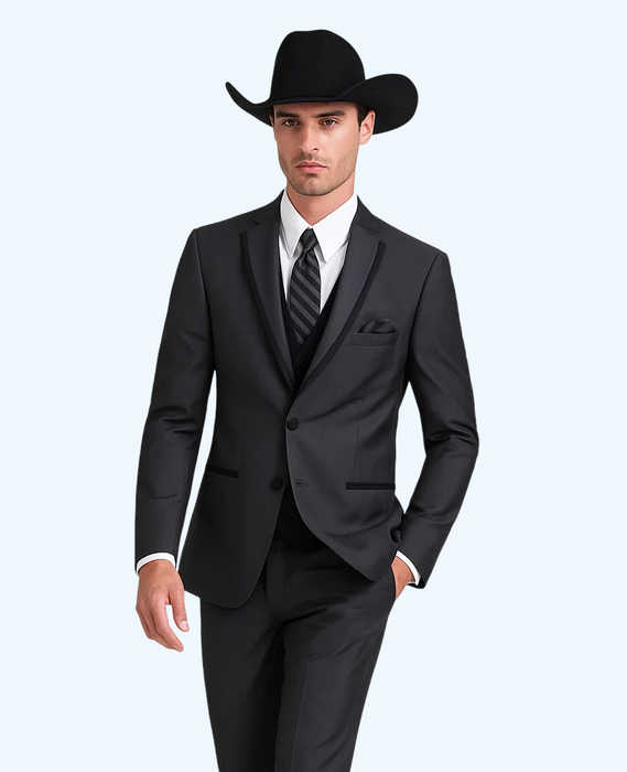 Western Suit - Trajes Para Hombres - Cowboy Formal Attire - Trajes De Novio - Notch Lapel Single Breasted Grey Suit