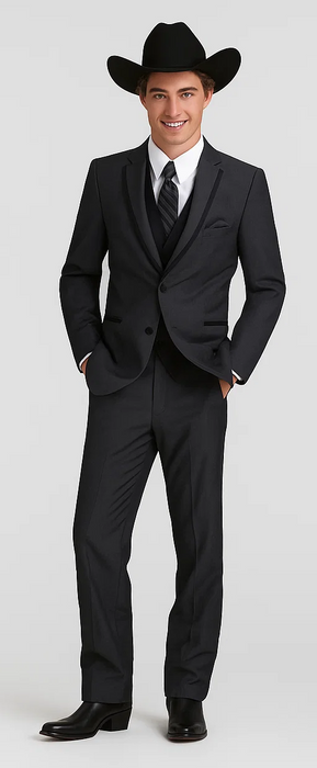 Western Suit - Trajes Para Hombres - Cowboy Formal Attire - Trajes De Novio - Notch Lapel Single Breasted Grey Suit
