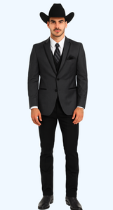 Western Suit - Trajes Para Hombres - Cowboy Formal Attire - Trajes De Novio - Notch Lapel Single Breasted Grey Suit