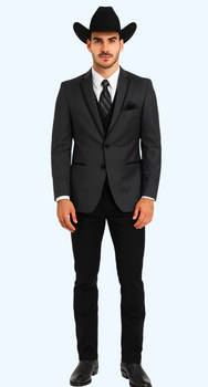 Western Suit - Trajes Para Hombres - Cowboy Formal Attire - Trajes De Novio - Notch Lapel Single Breasted Grey Suit