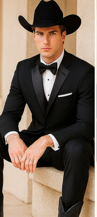 Western Suit - Trajes Para Hombres - Cowboy Formal Attire - Trajes De Novio Notch Lapels - Black