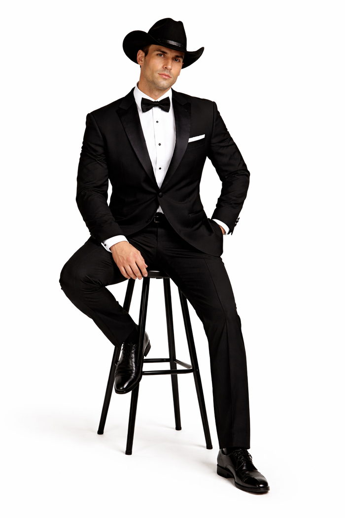 Western Suit - Trajes Para Hombres - Cowboy Formal Attire - Trajes De Novio Notch Lapels - Black