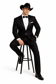 Western Suit - Trajes Para Hombres - Cowboy Formal Attire - Trajes De Novio Notch Lapels - Black