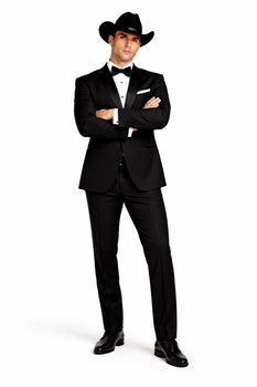 Western Suit - Trajes Para Hombres - Cowboy Formal Attire - Trajes De Novio Notch Lapels - Black