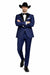 Western Suit - Trajes Para Hombres - Cowboy Formal Attire - Trajes De Novio - Peak Lapel Single Breasted Blue Suit