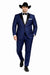 Western Suit - Trajes Para Hombres - Cowboy Formal Attire - Trajes De Novio - Peak Lapel Single Breasted Blue Suit