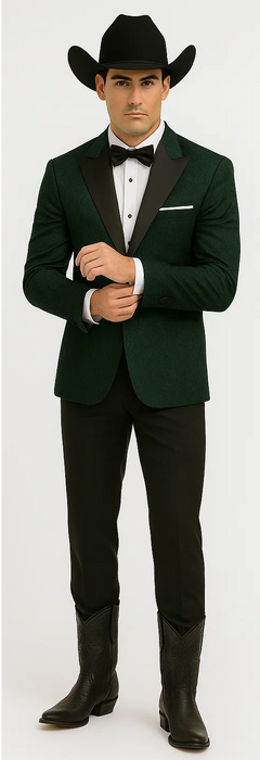 Western Suit - Trajes Para Hombres - Cowboy Formal Attire - Trajes De Novio - Peak Lapel Single Breasted Green Suit