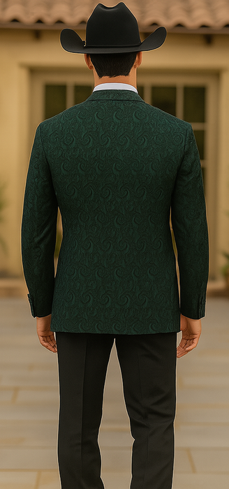 Western Suit - Trajes Para Hombres - Cowboy Formal Attire - Trajes De Novio - Peak Lapel Single Breasted Green Suit