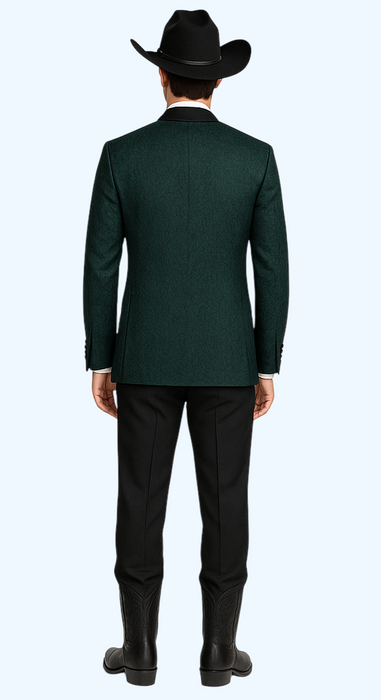 Western Suit - Trajes Para Hombres - Cowboy Formal Attire - Trajes De Novio - Peak Lapel Single Breasted Green Suit