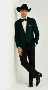 Western Suit - Trajes Para Hombres - Cowboy Formal Attire - Trajes De Novio - Peak Lapel Single Breasted Green Suit