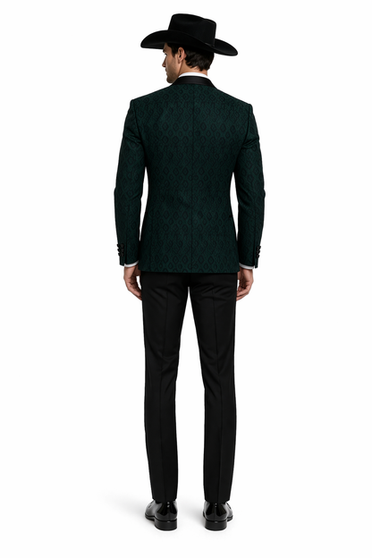 Western Suit - Trajes Para Hombres - Cowboy Formal Attire - Trajes De Novio - Peak Lapel Single Breasted Green Suit