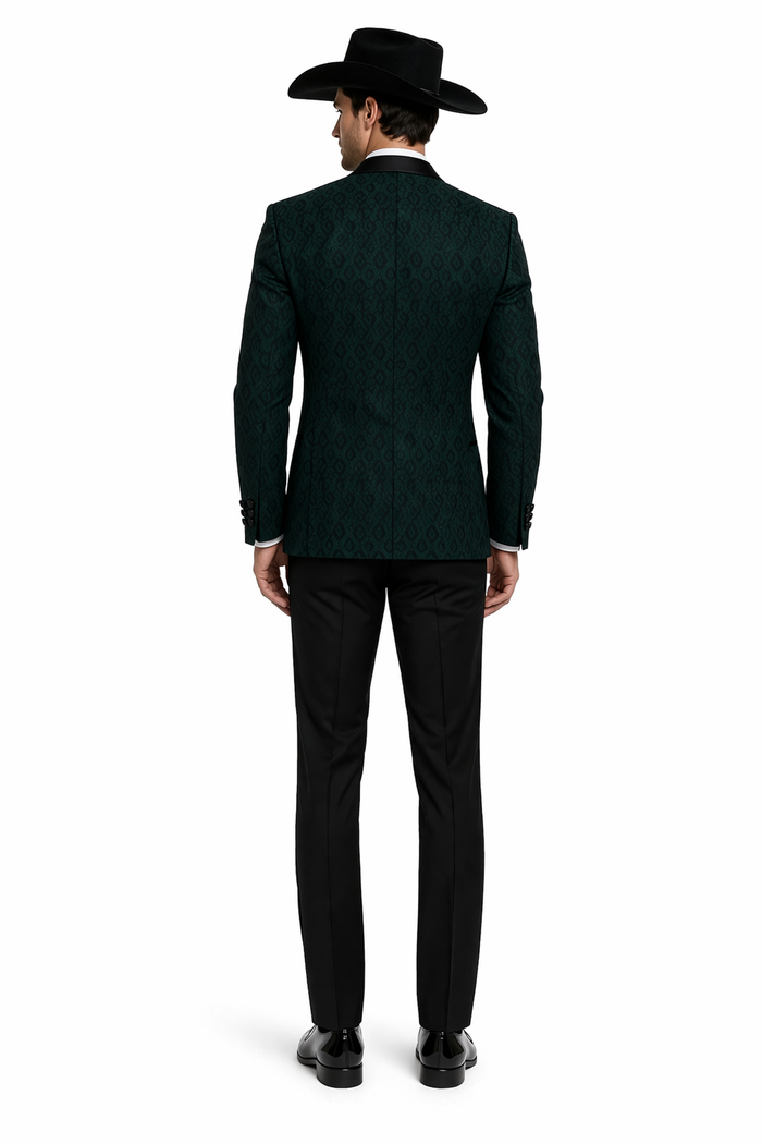 Western Suit - Trajes Para Hombres - Cowboy Formal Attire - Trajes De Novio - Peak Lapel Single Breasted Green Suit