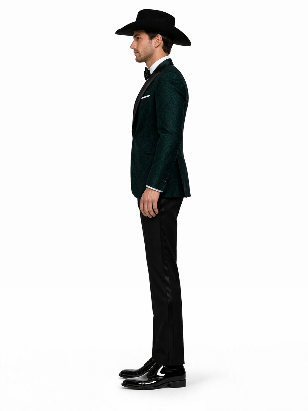Western Suit - Trajes Para Hombres - Cowboy Formal Attire - Trajes De Novio - Peak Lapel Single Breasted Green Suit