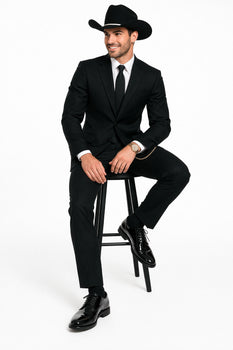 Western Suit - Trajes Para Hombres - Cowboy Formal Attire - Trajes De Novio - Four Button Black Suit