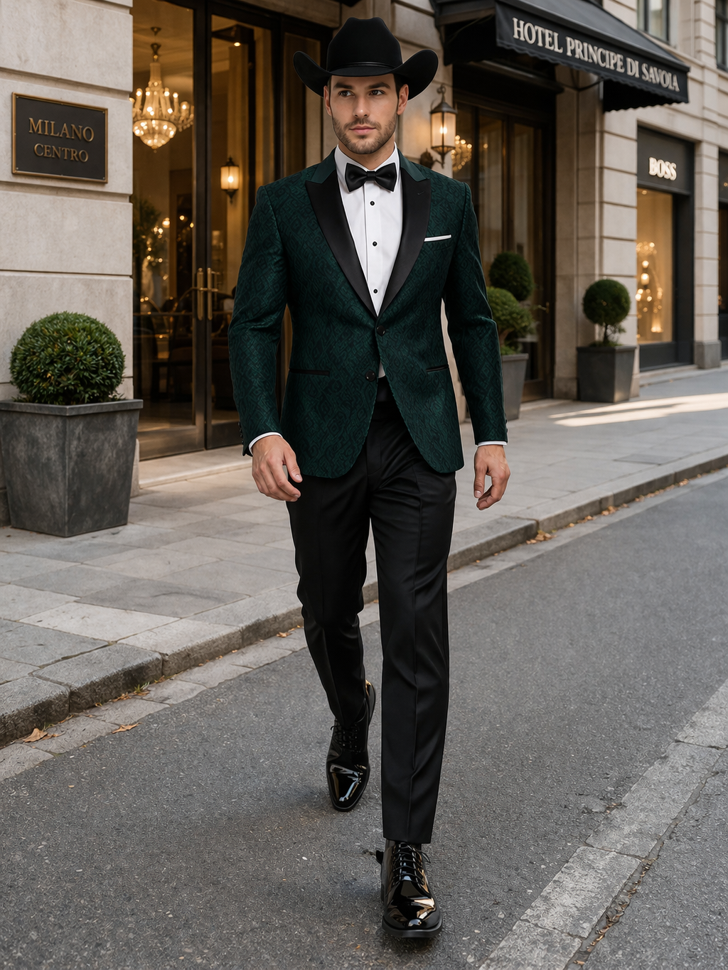 Western Suit - Trajes Para Hombres - Cowboy Formal Attire - Trajes De Novio - Peak Lapel Single Breasted Green Suit