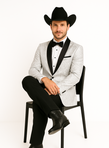 Western Suit - Trajes Para Hombres - Cowboy Formal Attire - Trajes De Novio - Peak Lapel Single Breasted White Suit