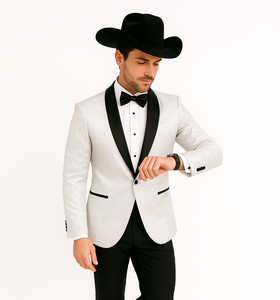 Western Suit - Trajes Para Hombres - Cowboy Formal Attire - Trajes De Novio - Peak Lapel Single Breasted White Suit