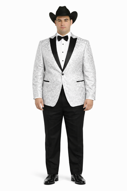Western Suit - Trajes Para Hombres - Cowboy Formal Attire - Trajes De Novio - Peak Lapel Single Breasted White Suit