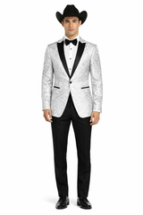 Western Suit - Trajes Para Hombres - Cowboy Formal Attire - Trajes De Novio - Peak Lapel Single Breasted White Suit