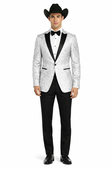 Western Suit - Trajes Para Hombres - Cowboy Formal Attire - Trajes De Novio - Peak Lapel Single Breasted White Suit
