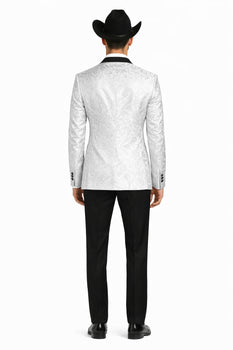 Western Suit - Trajes Para Hombres - Cowboy Formal Attire - Trajes De Novio - Peak Lapel Single Breasted White Suit