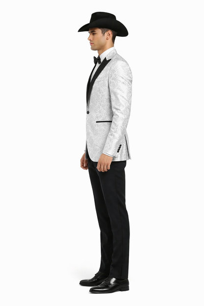 Western Suit - Trajes Para Hombres - Cowboy Formal Attire - Trajes De Novio - Peak Lapel Single Breasted White Suit