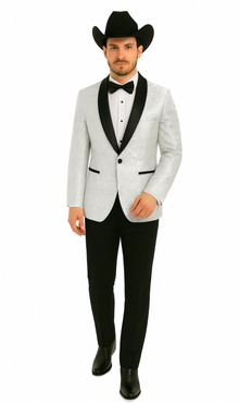 Western Suit - Trajes Para Hombres - Cowboy Formal Attire - Trajes De Novio - Peak Lapel Single Breasted White Suit