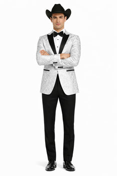 Western Suit - Trajes Para Hombres - Cowboy Formal Attire - Trajes De Novio - Peak Lapel Single Breasted White Suit