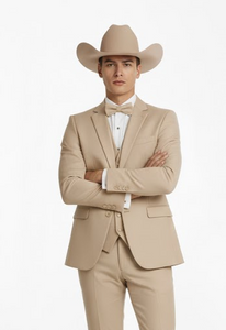 Western Suit - Trajes Para Hombres - Cowboy Formal Attire - Trajes De Novio - Sand