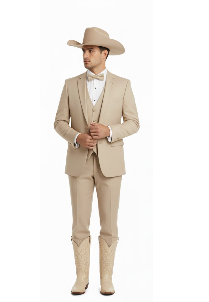 Western Suit - Trajes Para Hombres - Cowboy Formal Attire - Trajes De Novio - Slim Fit Western Tan