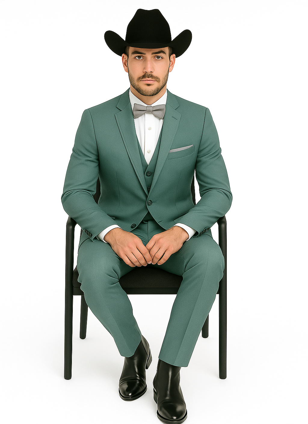 Western Suit - Trajes Para Hombres - Cowboy Formal Attire - Trajes De Novio - Sea Glass Green