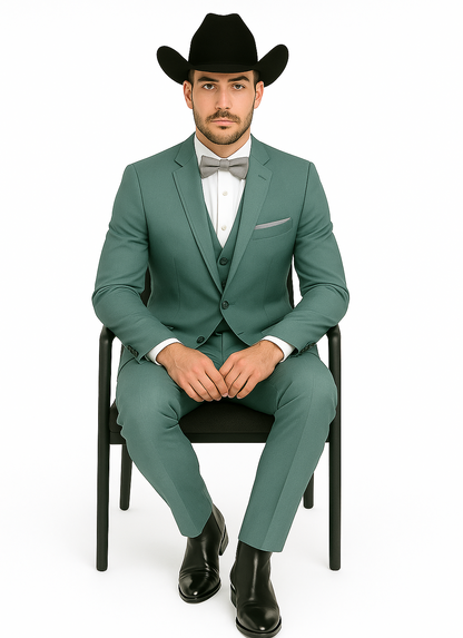 Western Suit - Trajes Para Hombres - Cowboy Formal Attire - Trajes De Novio - Sea Glass Green