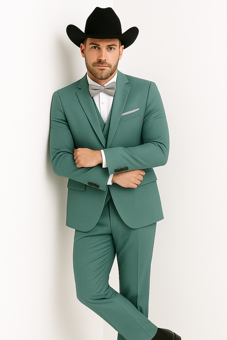 Western Suit - Trajes Para Hombres - Cowboy Formal Attire - Trajes De Novio - Sea Glass Green