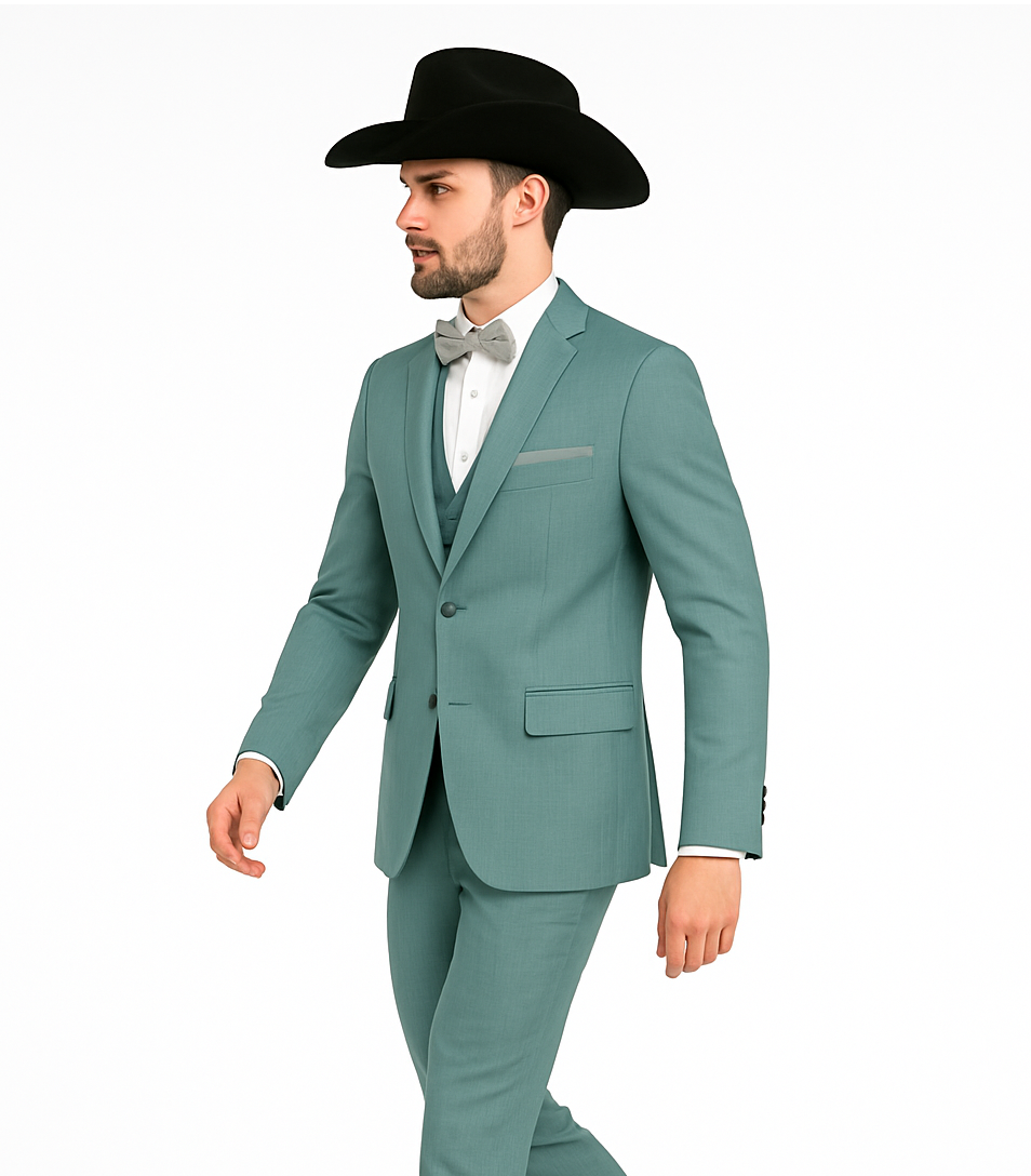 Western Suit - Trajes Para Hombres - Cowboy Formal Attire - Trajes De Novio - Sea Glass Green