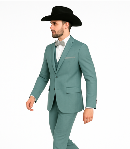 Western Suit - Trajes Para Hombres - Cowboy Formal Attire - Trajes De Novio - Sea Glass Green