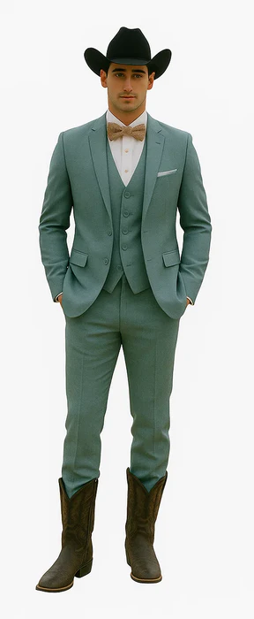 Western Suit - Trajes Para Hombres - Cowboy Formal Attire - Trajes De Novio - Sea Glass Green