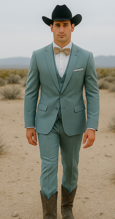 Western Suit - Trajes Para Hombres - Cowboy Formal Attire - Trajes De Novio - Sea Glass Green