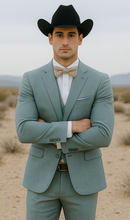 Western Suit - Trajes Para Hombres - Cowboy Formal Attire - Trajes De Novio - Sea Glass Green