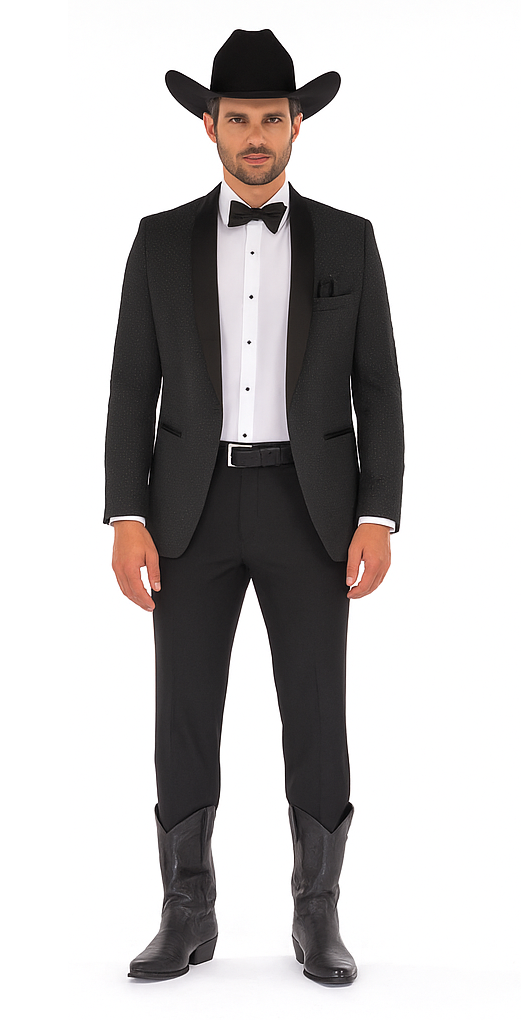 Western Suit - Trajes Para Hombres - Cowboy Formal Attire - Trajes De Novio - Shawl Lapel Black