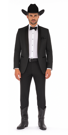 Western Suit - Trajes Para Hombres - Cowboy Formal Attire - Trajes De Novio - Shawl Lapel Black