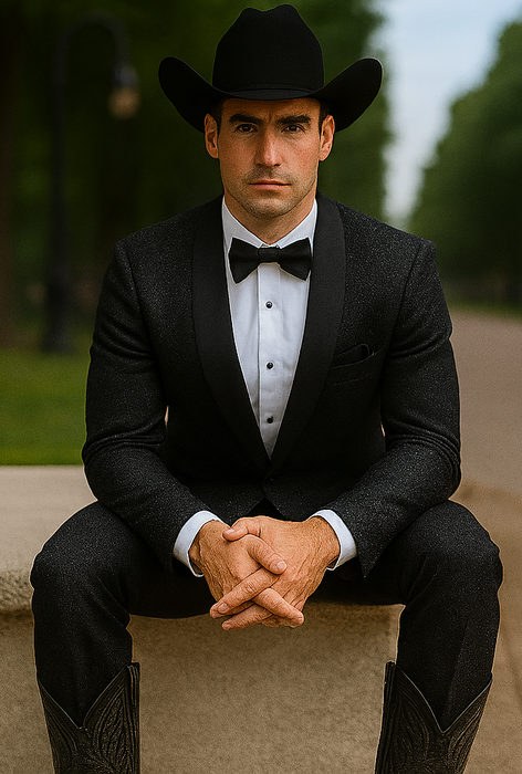 Western Suit - Trajes Para Hombres - Cowboy Formal Attire - Trajes De Novio - Shawl Lapel Black