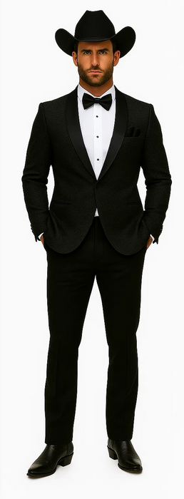 Western Suit - Trajes Para Hombres - Cowboy Formal Attire - Trajes De Novio - Shawl Lapel Black