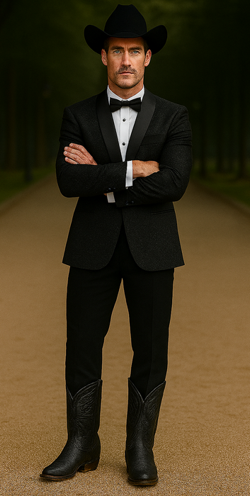 Western Suit - Trajes Para Hombres - Cowboy Formal Attire - Trajes De Novio - Shawl Lapel Black