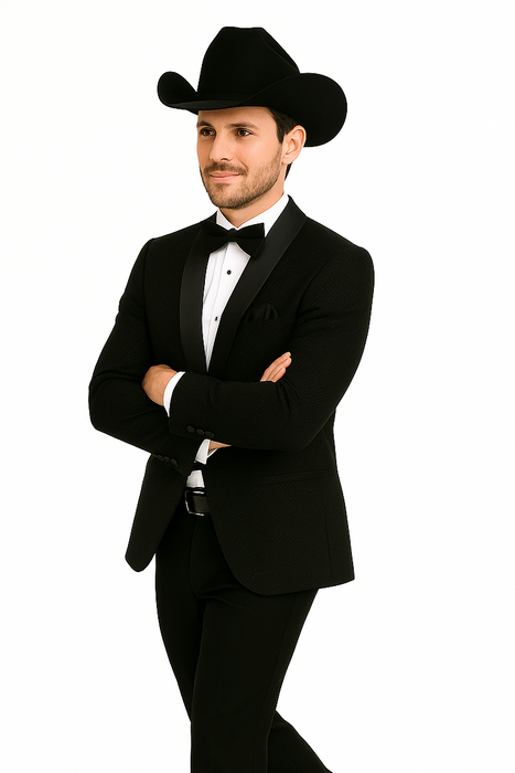 Western Suit - Trajes Para Hombres - Cowboy Formal Attire - Trajes De Novio - Shawl Lapel Black