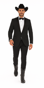 Western Suit - Trajes Para Hombres - Cowboy Formal Attire - Trajes De Novio - Shawl Lapel Black