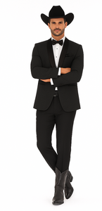 Western Suit - Trajes Para Hombres - Cowboy Formal Attire - Trajes De Novio - Shawl Lapel Black